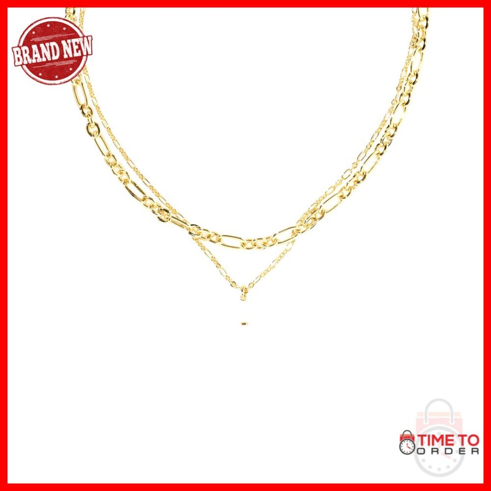 Multi Strand Pearl Necklace with Adjustable Chain, Gold Plated